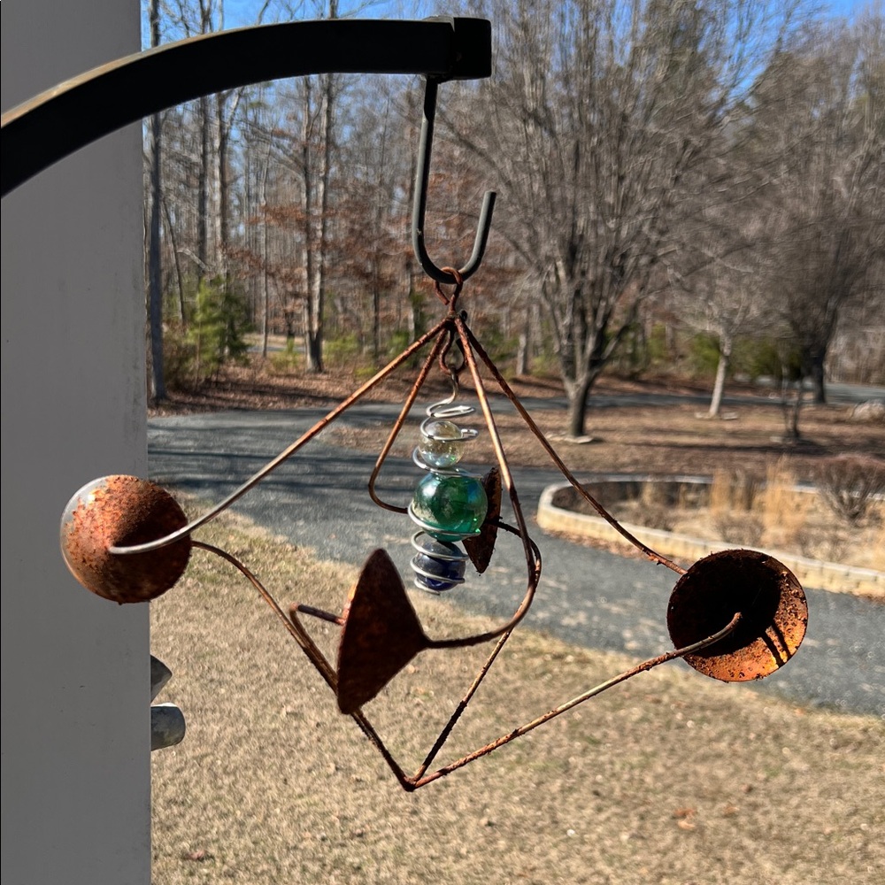 12" Abstract Copper and Glass Wind Chime GUC ❤️